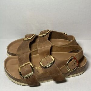 EUC Birkenstock Milano big buckle sandal in cognac SZ 38